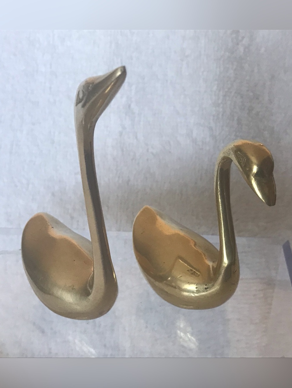 Bundle Mid century Solid Brass Swan Duck Decorative Figurines Shiny Gold Finish - Picture 2 of 6